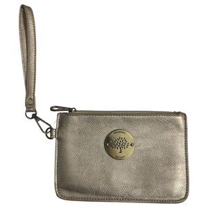 Mulberry England Rose Gold Pebbled Leather Wristlet Wallet Clutch Purse
